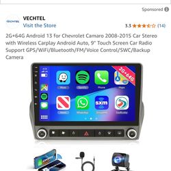 2G+64G Android 13 for Chevrolet Camaro 2008-2015 Car Stereo with Wireless Carplay Android Auto, 9" Touch Screen Car Radio Support GPS/WiFi/Bluetooth/F