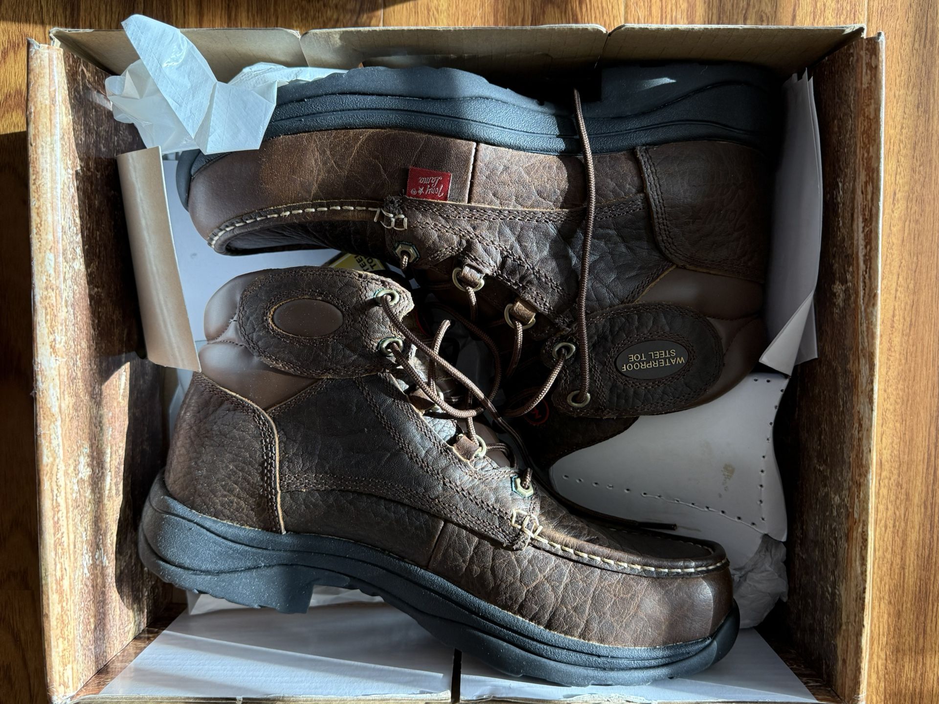 NIB Tony Lama Steel Toe Work Boots RR3041 Moc Toe Size 10.5D