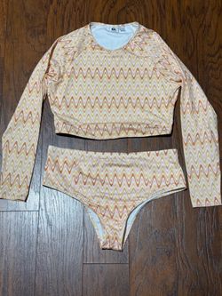 Quiksilver Women’s 2-Piece Crop Top & Bikini Bottom XL Geometric Tan