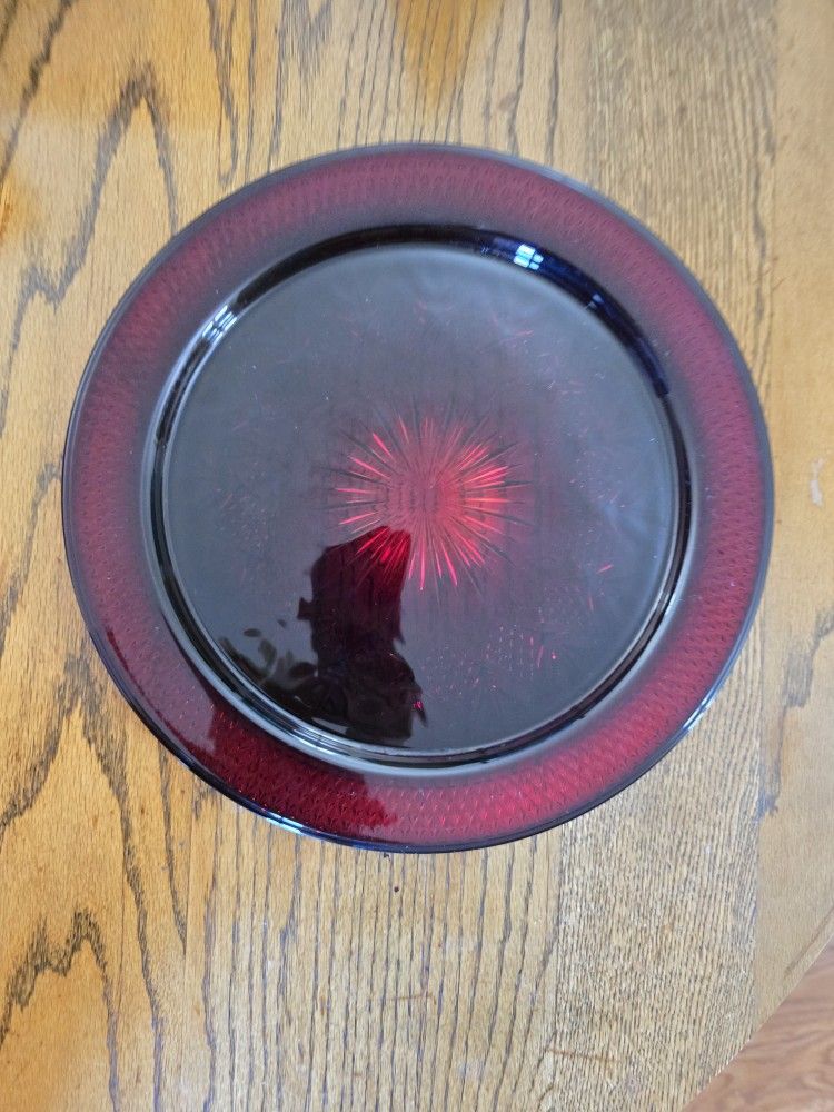 Extra Large Lead Crystal Ruby Red Torte/Sandwich Plate by Cristal D'Arques-Durand