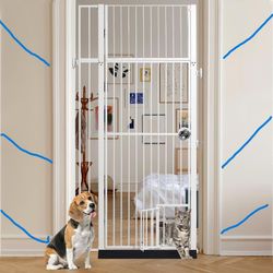 LitaiL 71" Extra Tall Pet Gate with Cat Door, Walk Through