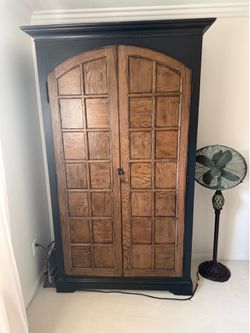 Two-Tone Storage Armoire / Wardrobe Cabinet