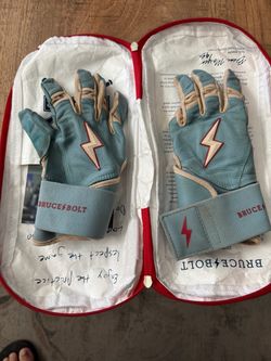 Bruce Bolt Baseball Batting Gloves Light Blue