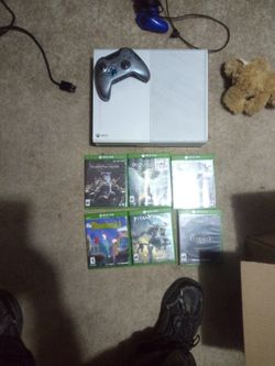 X Box One With Power Cord And Wireless Controller And Six Games 