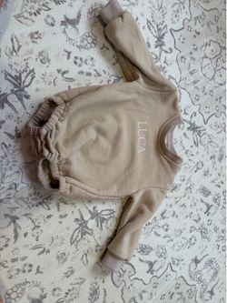 Embroidered name, Luca Size 2T Long sleeve sweater romper! Embroidered name, Luca