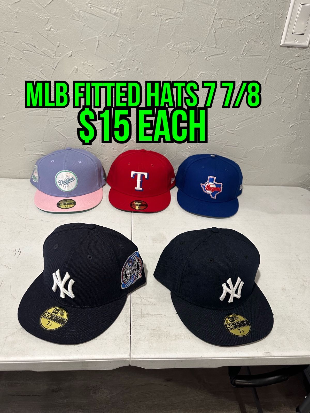 MLB New Era Texas Rangers And New York Yankees Blue And Red 59fifty Fitted Hats Size 7 7/8