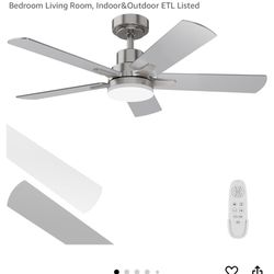 Ceiling Fans with Lights 52-Inch, Remote Control Reversible DC Motors, 3CCT Dimmable Timer Noiseless, Nickel Ceiling Fan for Bedroom Living Room, Indo