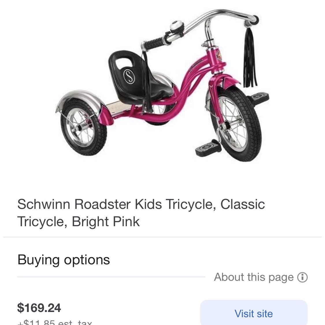 Schwinn Roadster Kids Tricycle, Classic Tricycle, Bright Pink