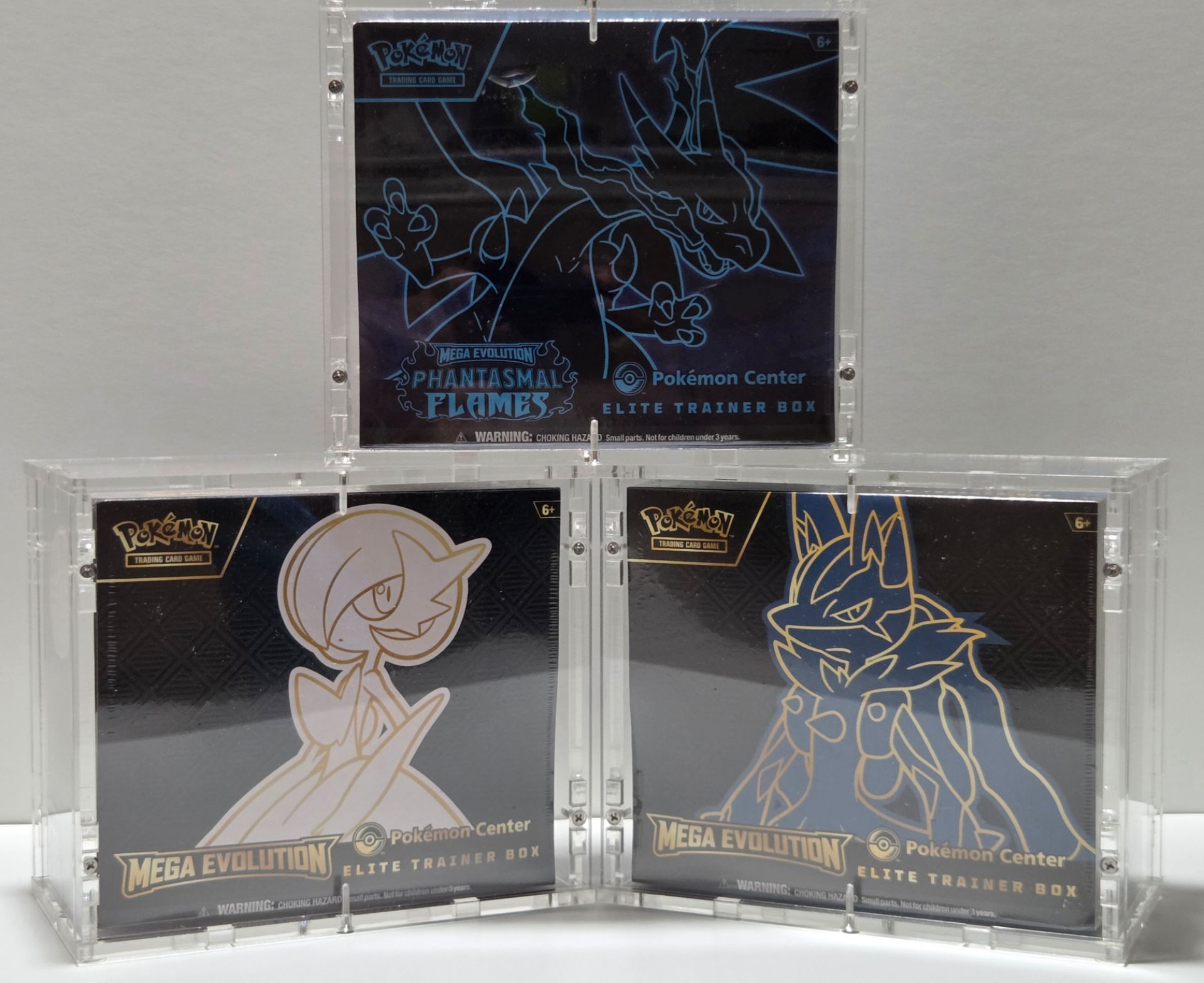 Pokemon Center Etb, Phantasmal flames, Mega Evolution x3 with Acrylic case