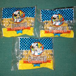 3 for $3- Vintage Mickey Mouse Character Cookies- Sealed Packages- Disney World Exclusive- 1990s