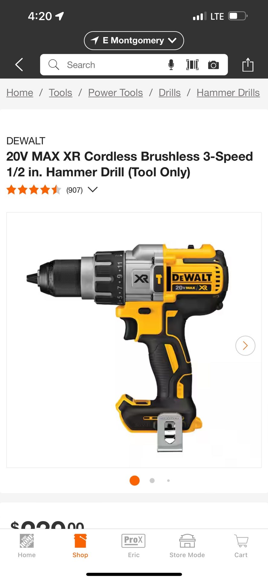 New 1/2” Brushless XR Hammer Drill $150 Tool Only