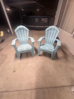 Baby blue Plastic Adirondack Patio Chairs – Set of 2