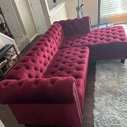 Red Velvet Couch $800