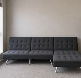 Foldable sofa bed gray linen