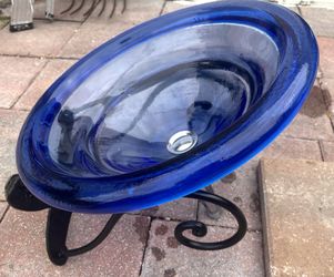Vessel Sink Cobalt Blue Glass 17.5”