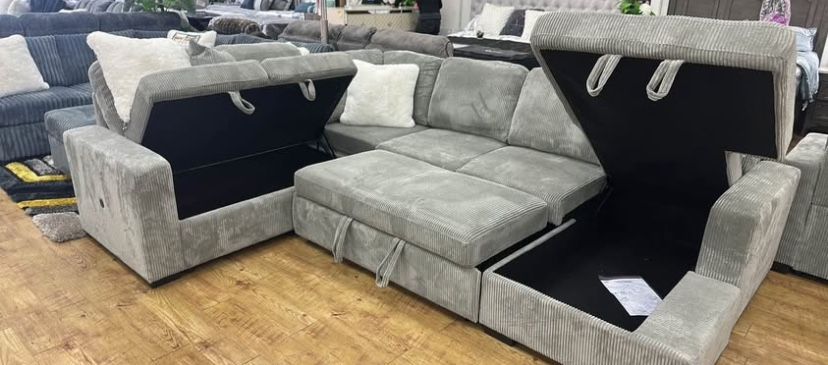 New Sleeper Sectional Couch With Storage / Free Delivery