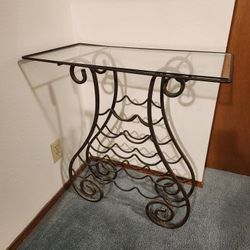 Side Glass Table, Wine Rack
