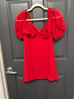 Red Puff Sleeve Mini Dress