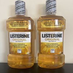 2pack Listerine Original Antiseptic Mouthwash for Bad Breath & Plaque Oral Care, 1 L