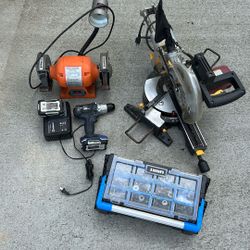 Tools (mitre saw, Drill , Bench Grinder)