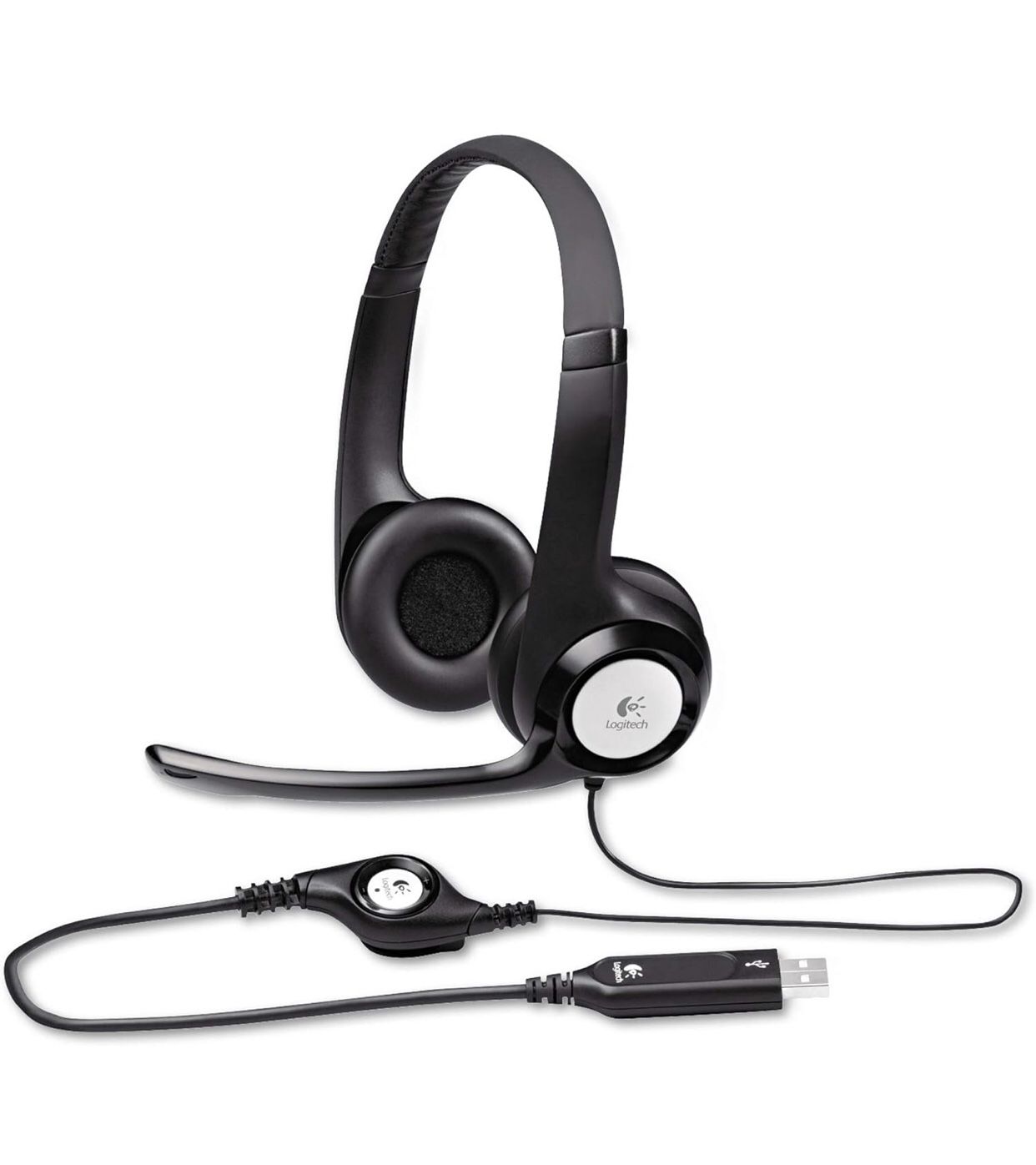 NEW! Pack of 8! Logitech H390 Wired Headset W/Mic Stereo Headphones with Noise Cancelling Microphone