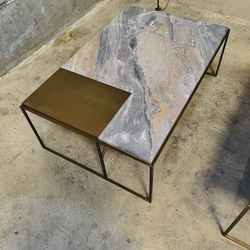 Stone And Gold Plate Coffee Table By Vaughn Benz