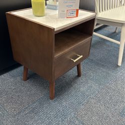 Wood And Marble End Table