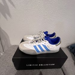 messi adidas samba white and blue , size 9.5