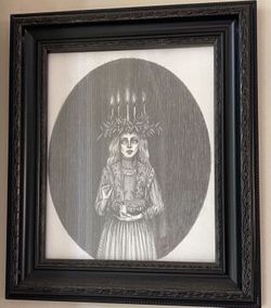 The Ghost of Christmas Past -  Saint Lucia - Dark Art Victorian ORIGINAL HAND DRAWING- RARE!