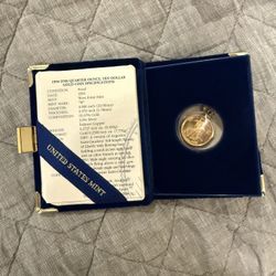 1994 W MINT 1/4oz  $10 Gold Coin Pendant OGP COA