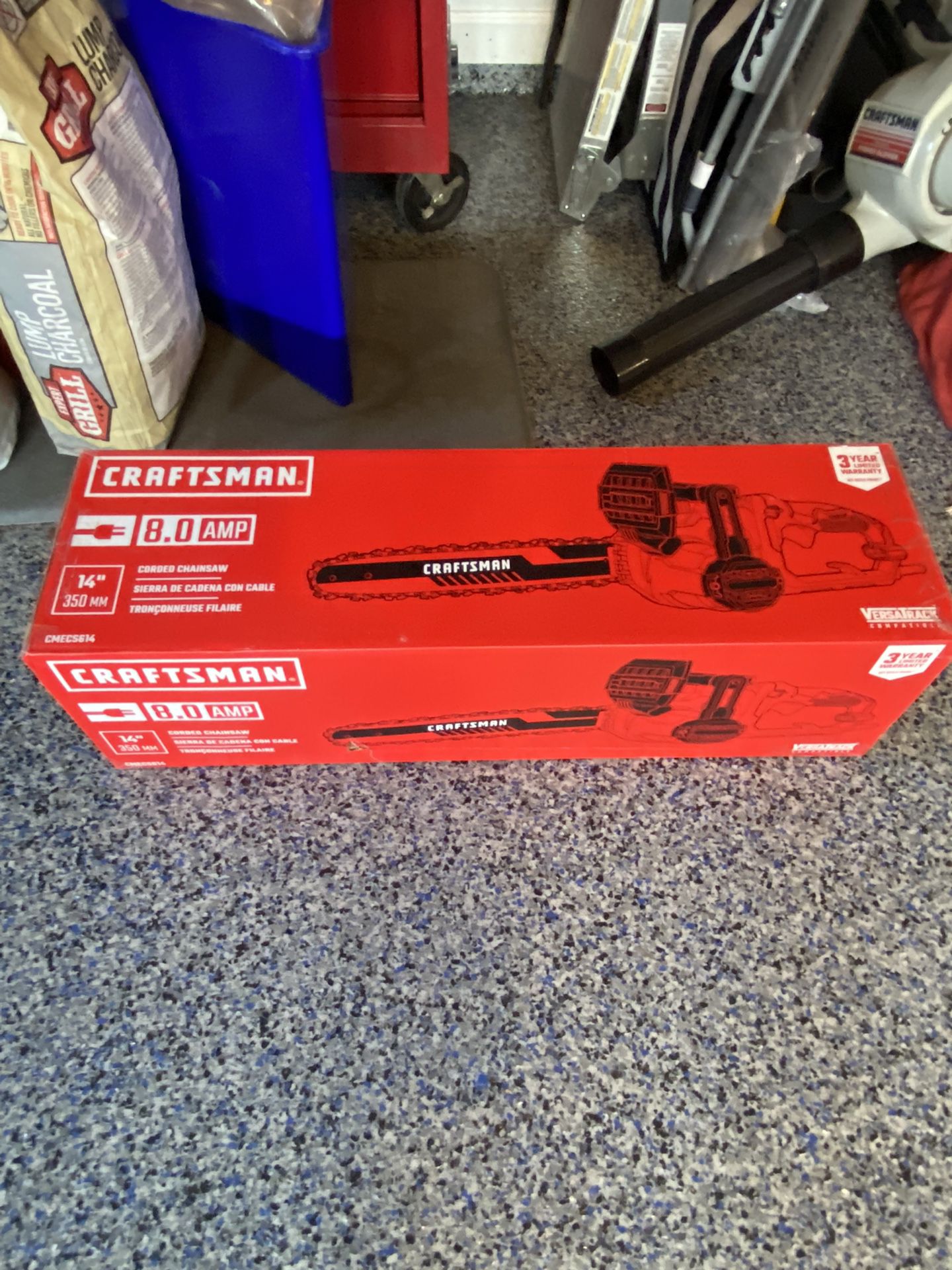Craftsman 8 Amp corded 14” chainsaw. New in the box never used.