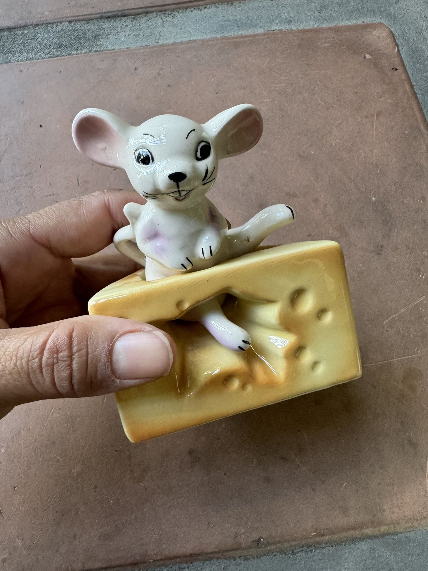 Vintage Mouse in Wedge of Cheese Salt and Pepper Shakers by Lefton Japan