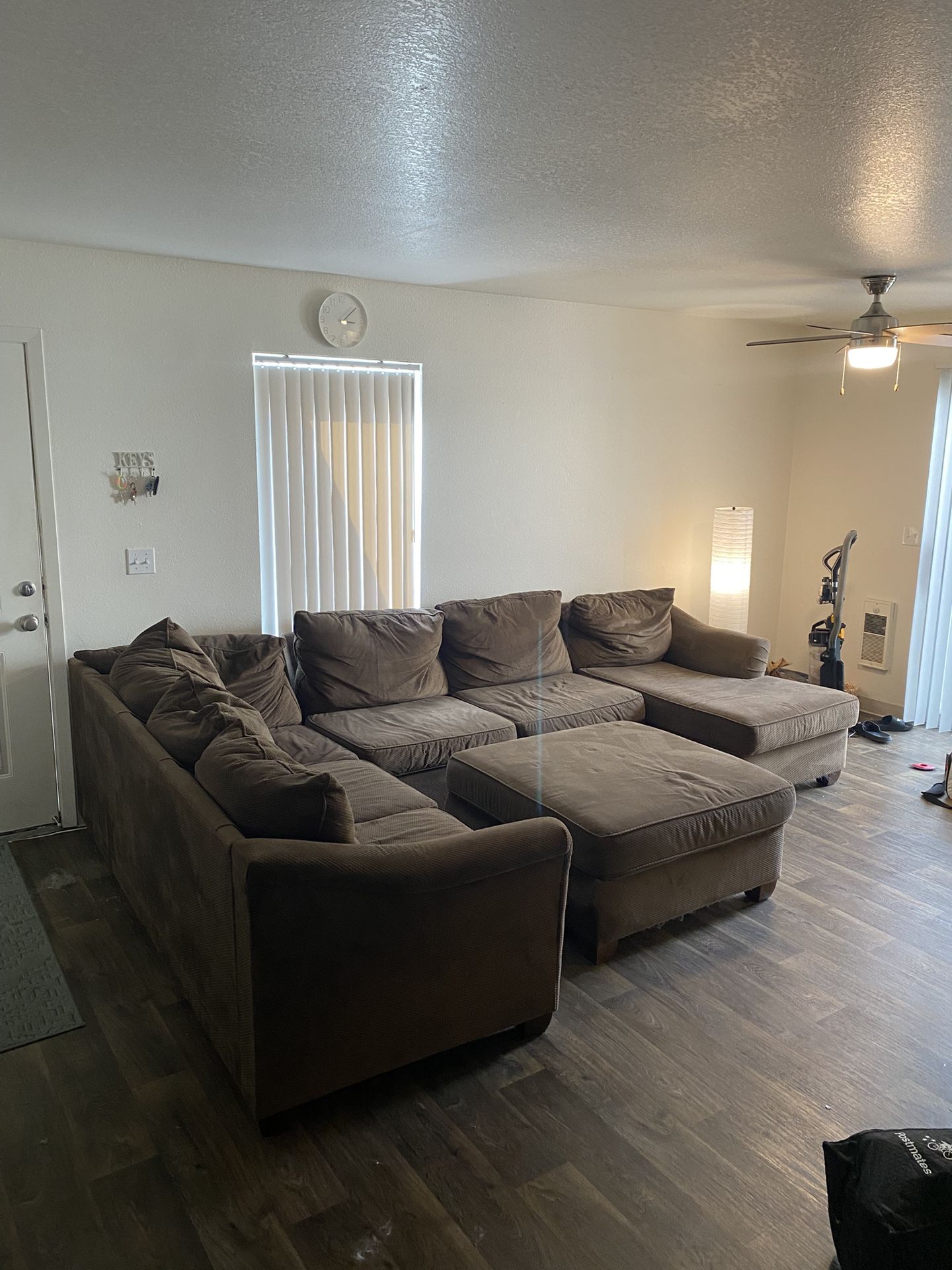 Brown Sectional Couch & Ottoman