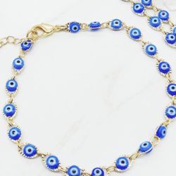 Evil Eye Necklace Bracelet  Gold Filled Set Ojo Turco Oro Laminado 