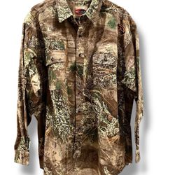 VNTG Wrangler Pro Gear Mossy Oak Camo Button Shirt 2XL Mens 90s Flannel Hunter