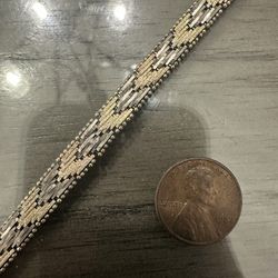 Solid 925 Sterling Silver Tri-Color Weave Bracelet Lock Clasp 7.5” Length 