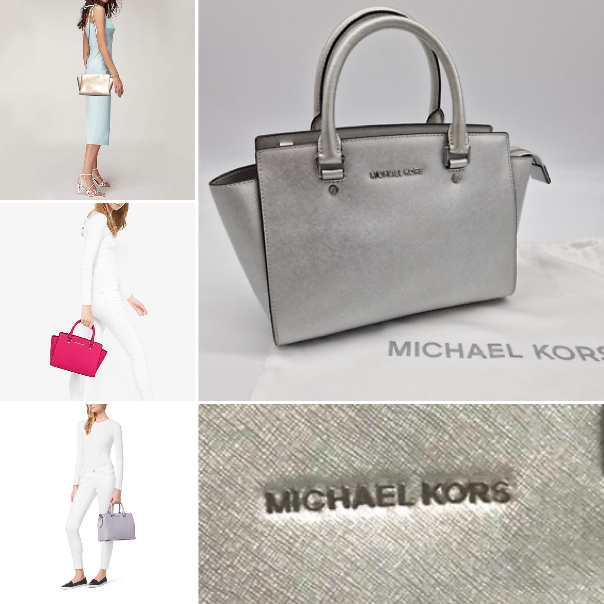 Michael Kors New Silver Saffiano Bag