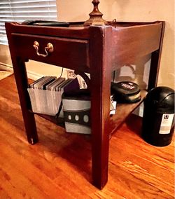 Solid Wood End Table Sofa Side Table Cherrywood Shine Storage Shelf & Drawer