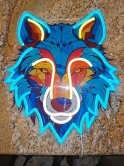 Wolf Face LED Neon Wall Sign