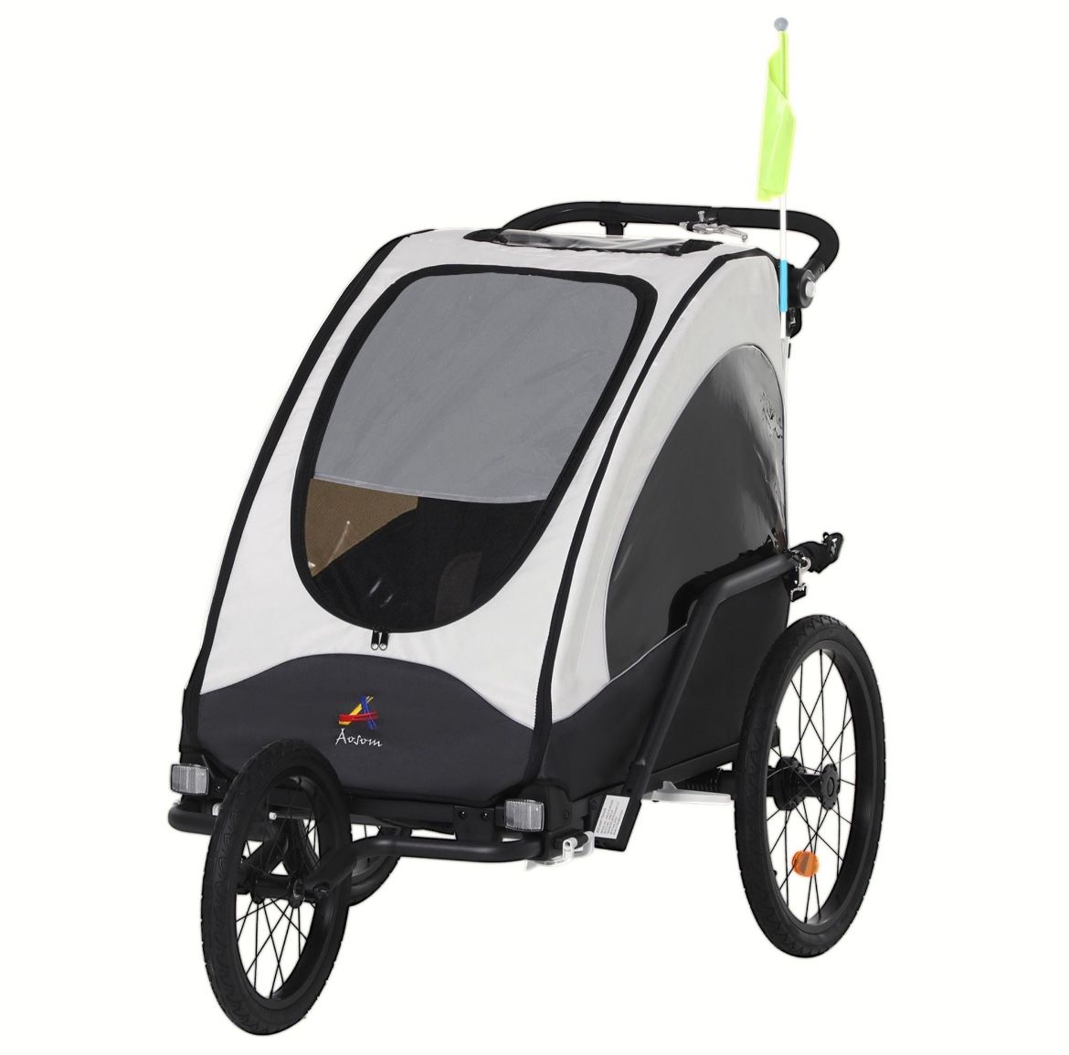 Aosom Bike Trailer for Kids 3 In1 Foldable Child Jogger Stroller Baby Stroller Transport Carrier with Shock Absorber System Rubber Tires Adjustable Ha