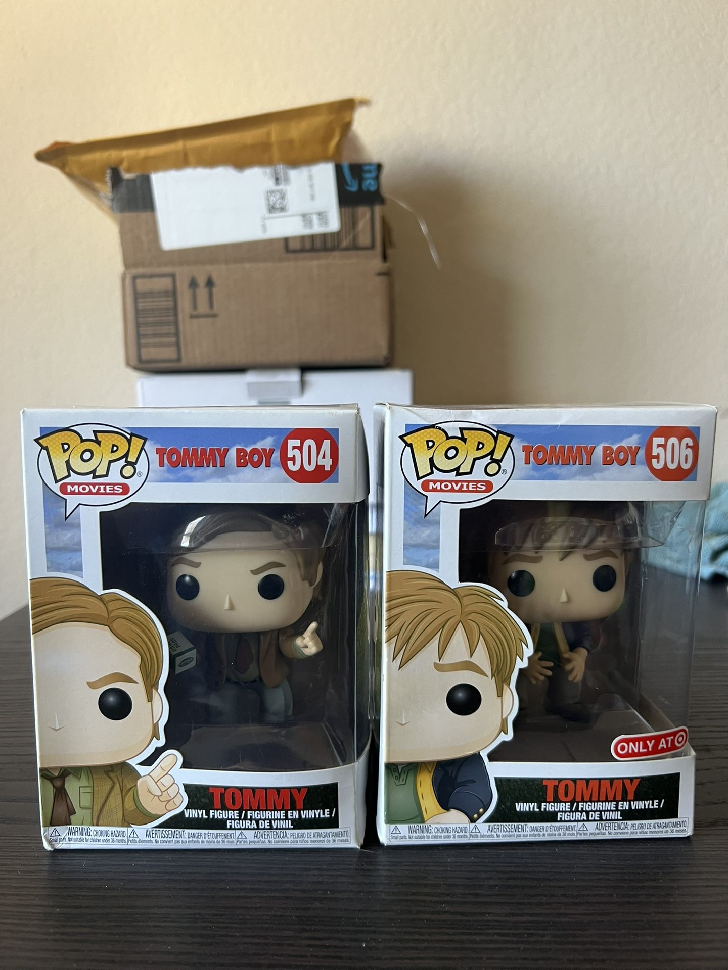 2 VAULTED EXCLUSIVE Tommy Boy Funko Pops #504 #506 Chris Farley Little Coat