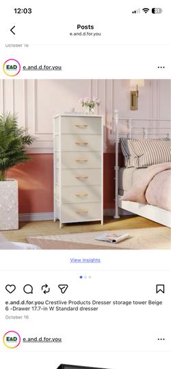 Crestlive Products Dresser storage tower Beige 6 -Drawer 17.7-in W Standard dresser