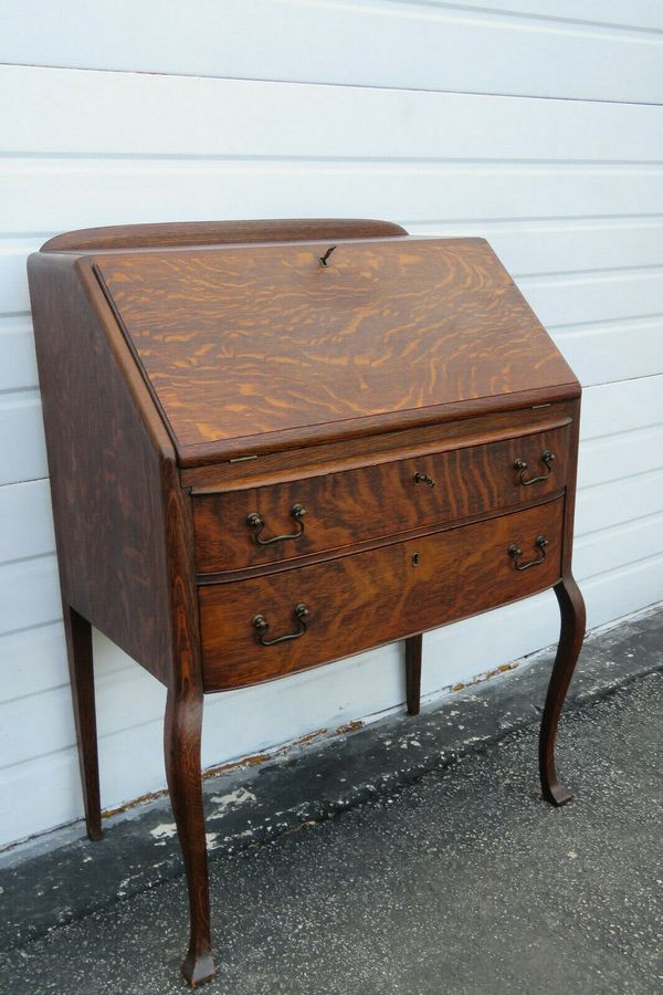 Early 1900s Tiger Oak Secretary Desk 1015 For Sale In Wilton