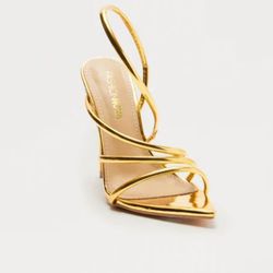 Gold strappy heels