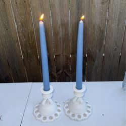 2 Pair Candle Holder White 