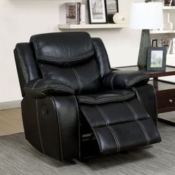 Black Leatherette Recliner Chair