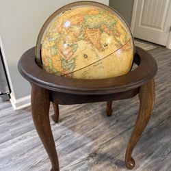 Handmade Vintage Queen Anne 16” Floor Globe by Replogle – Custom Wood Finish