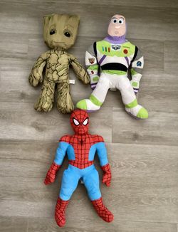 Disney Pixar Buzz Lightyear Stuffed Pillow Buddy Plush Animal Marvel Spider Man Baby Groot Guardians of the Galaxy