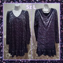 WOMENS VELOUR FLORAL DRESS SIZE L 

