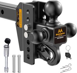 New | Adjustable Trailer Hitch with Tri-Ball Mount & Hook, 2" Receiver｜Amazon Retail $149.99